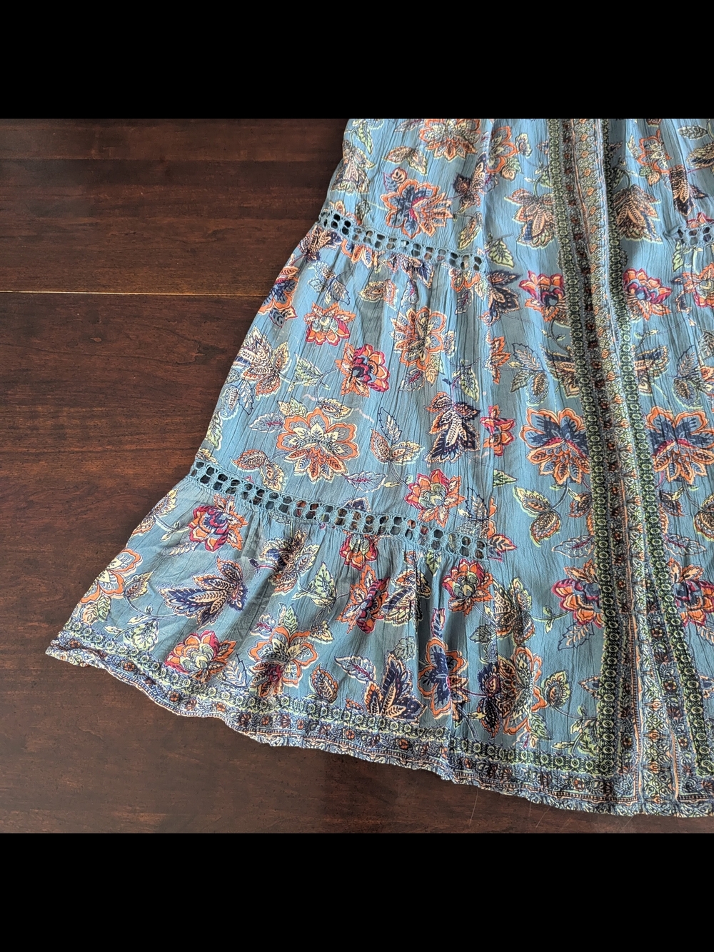 Milkmaid Renaissance Puff Sleeve Floral Tiered Maxi Dress Cottagecore Fairy Boho - Picture 5 of 11